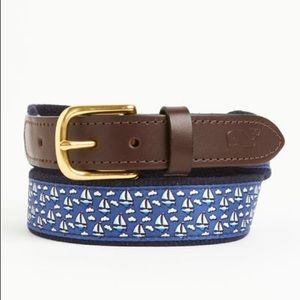 Vineyard Vines Navy Blue Sailboat Print Belt 30